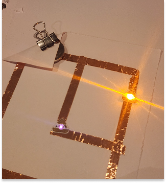 The orange LED was brighter than the pruple