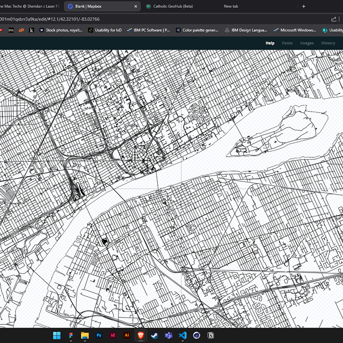 Windsor and Detroit Roads, trying to showcase the Canada-US boarder