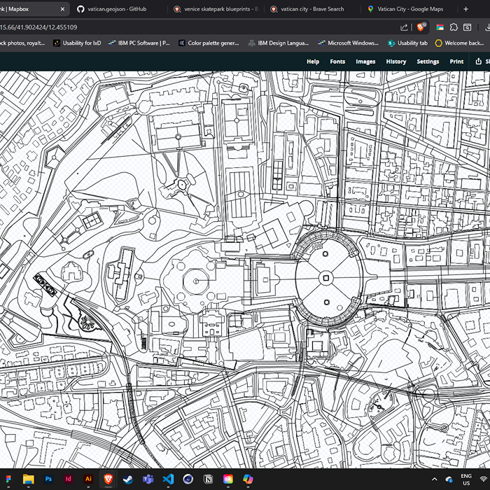 Vatican City with the buildings outlined